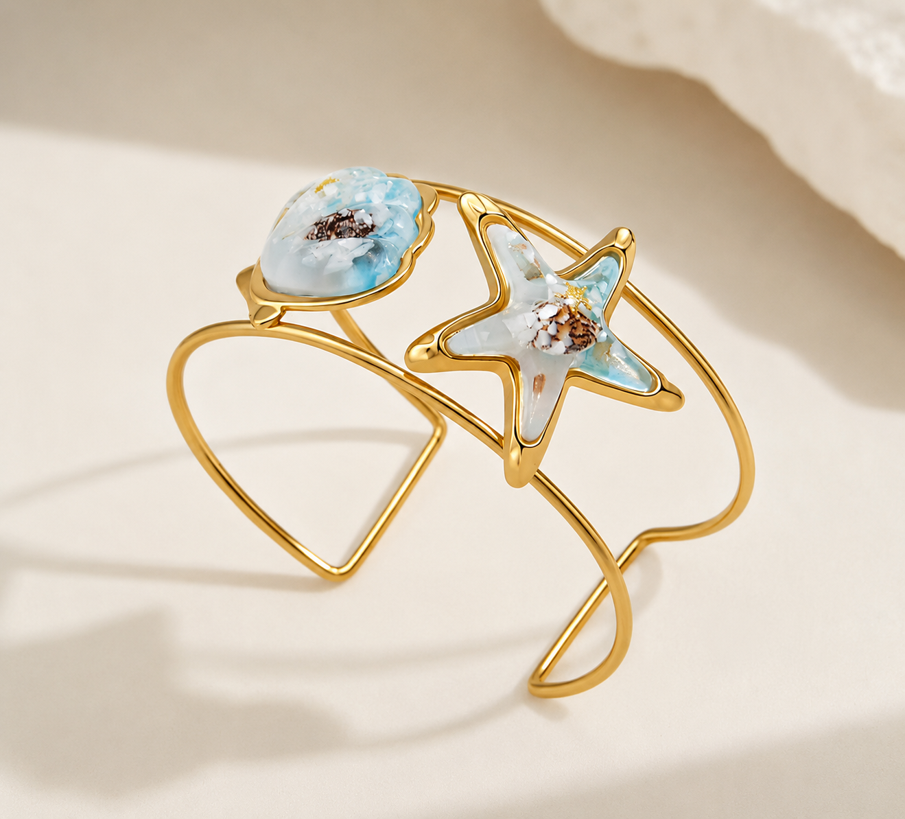 Golden Starfish & Shell Bracelet